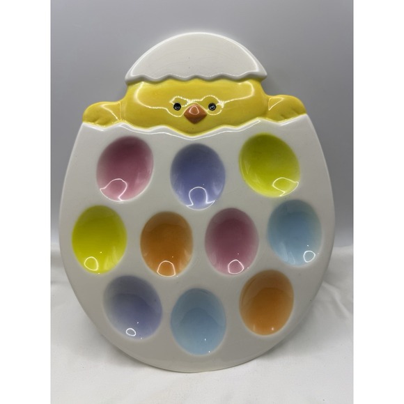 Palm Tree Other - Easter/Spring Chick Pastel Colorful 10" X 8" Egg Plate